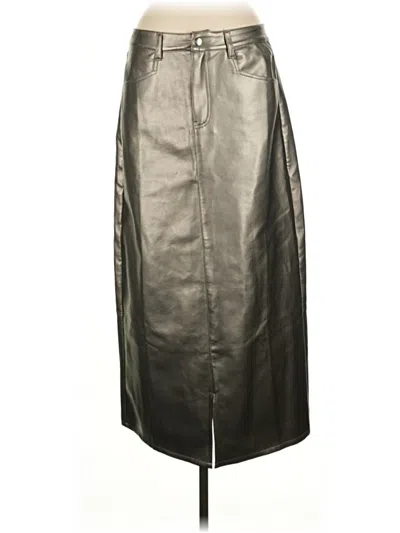 Pre-owned Udel New York Faux Leather Skirt In Black