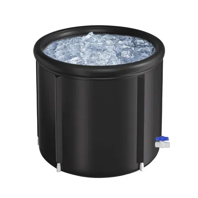 Udia 97gal Large Size Ice Bathtub With Cover For Adults Athletes Recovery Cold Water Therapy Outdoor Port In Black