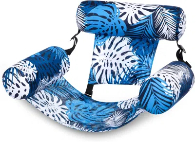 Udia Pool Floats Chairs Adult,inflatable Pool Lounge,plant Pattern Floating Mat Hammock,blow Up Water Cha In Blue