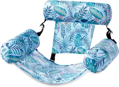 Udia Pool Floats Chairs Adult,inflatable Pool Lounge,plant Pattern Floating Mat Hammock,blow Up Water Cha In Blue