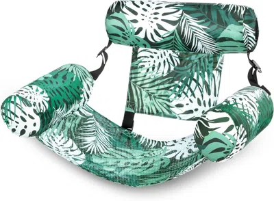 Udia Pool Floats Chairs Adult,inflatable Pool Lounge,plant Pattern Floating Mat Hammock,blow Up Water Cha In Green