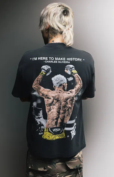 Ufc Men's Charles Oliveira Back Up Oversized T-shirt In Washed Black
