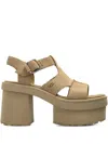 Ugg 100mm T-strap Platform Sandals In Brown