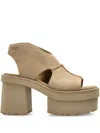 Ugg 80mm New Heights Platform Sandals In Nude