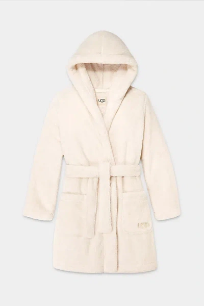 Ugg Aarti Plush Fleece Hooded Robe In Cream, Women's At Urban Outfitters In White