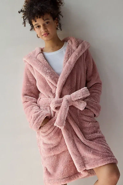 Ugg Aarti Plush Fleece Hooded Robe In Dusk, Women's At Urban Outfitters In Pink