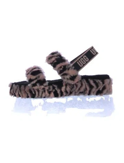 Pre-owned Ugg Acrylic Animal Print Slides In Multicolor