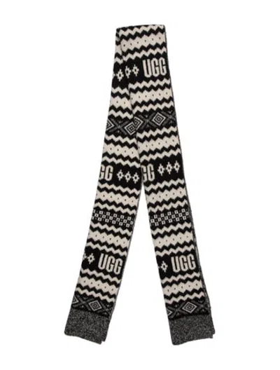 Pre-owned Ugg Acrylic Graphic Print Scarf In Grey
