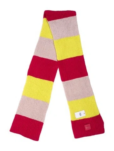 Pre-owned Ugg Acrylic Striped Scarf In Pink
