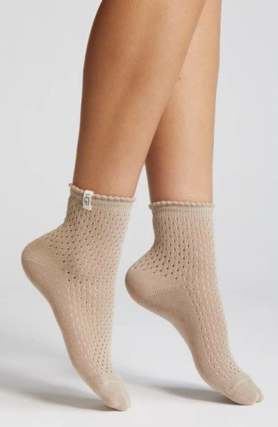 Ugg Adabella Pointelle Quarter Socks In Putty
