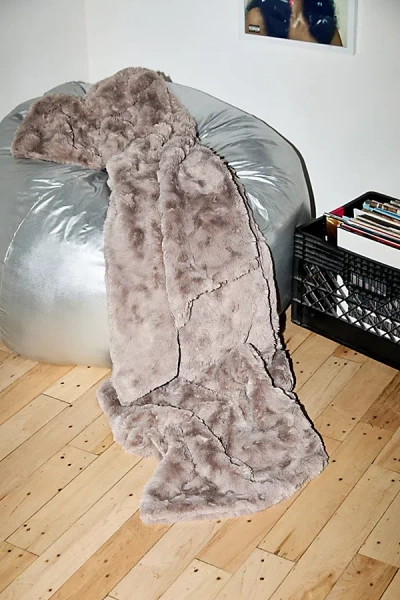Ugg Adalee Faux Fur Throw Blanket In Light Grey At Urban Outfitters