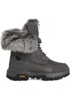 Ugg Charcoal Leather Boots With Sheepskin Lining In Multi
