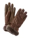 UGG UGG ALL WEATHER QUILTED LEATHER-TRIM GLOVES