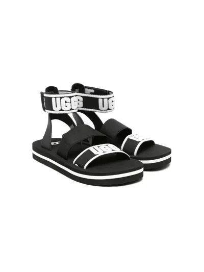 Ugg Kids' Allisa Logo-strap Sandals In Black