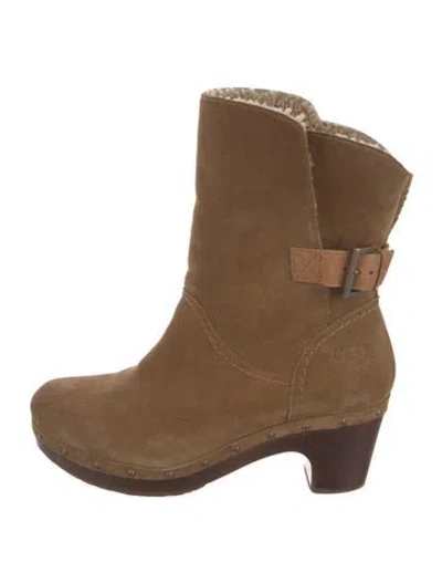 Pre-owned Ugg Amoret Suede Western Boots In Neutral