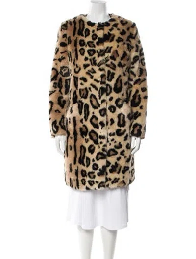 Pre-owned Ugg Animal Print Faux Fur Coat In Neutral