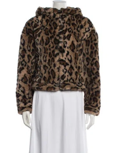 Pre-owned Ugg Animal Print Faux Fur Jacket In Brown