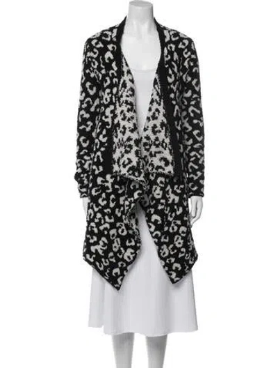 Pre-owned Ugg Animal Print Open Front Sweater In Black