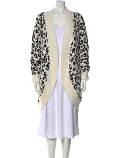 Pre-owned Ugg Animal Print Open Front Sweater In Black
