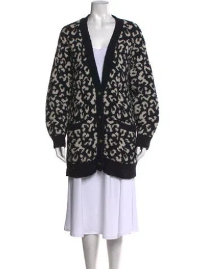 Pre-owned Ugg Animal Print V-neck Sweater In Black