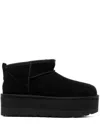 Ugg Classic Ultra Mini Low-cut Platform Leather Boots In Black