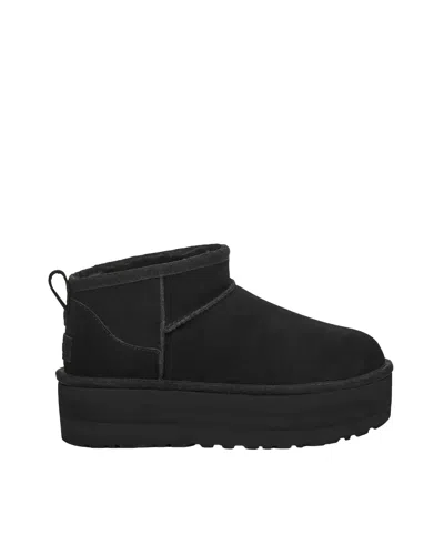 Ugg Classic Ultra Mini Chestnut Suede Ankle Boot In Black