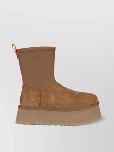 Ugg Ankle Boot With Platform Sole And Pull Tab In Brown
