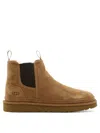 Ugg Debossed-logo Shearling Ankle Boots In Brown