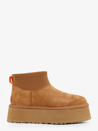 Ugg ® Women's Classic Mini Dipper Suede/neoprene/recycled Materials/polyester Classic Boots In Chestnut In Brown