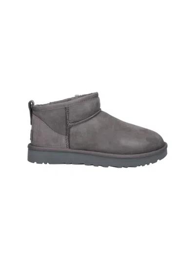 Ugg Ankle Boots "classic Ultra Mini" In Gray
