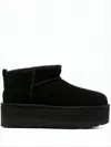 Ugg Black Leather Classic Ultra Mini Platform Ankle Boots In White
