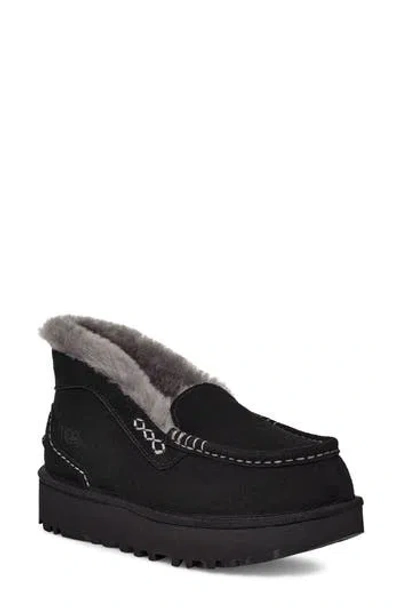 Ugg ® Ansley Parc Genuine Shearling Platform Slipper In Black