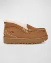 Ugg Ansley Suede Shearling Slip-on Loafers In Chestnut
