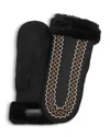 Ugg Antherson Embroidered Shearling Cuff Mittens In Black