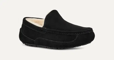 Ugg Ascot 1101110w-blk Loafer Men Black Suede Wool Lined Slip On Slippers Gug250