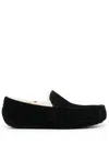 Ugg Ascot 1101110-blk Moccasin Mens Us 7 Black Suede Wool Slip On Slipper Dwa626 In Brown