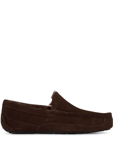 Ugg Ascot Suede Slippers In Brown