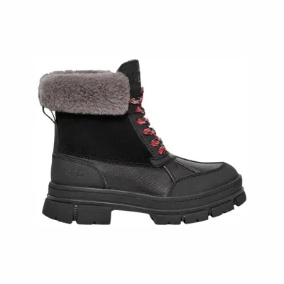 Ugg Kids' Ashton Addie Black Full-grain Leather Waterproof Boots Htat558