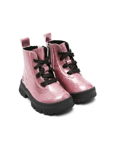 Ugg Kids' Ashton Logo-embossed Glittery Boots In Pink