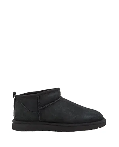Ugg Asymmetrical Ultra Mini Boots With Twinface Sheepskin Upper In Black