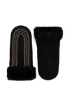 Ugg Antherson Embroidered Shearling Cuff Mittens In Brown