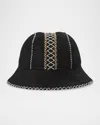 Ugg Atherson Embroidered Shearling Hat In Black