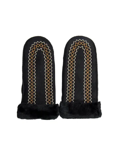 Ugg Atherson Embroidered Sheepskin Mitten Gloves