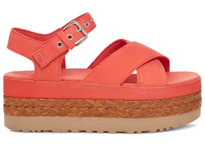 Pre-owned Ugg Aubrey Ankle Sandal (women's) Sneakers In Vibrant Coral