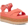 Ugg Aubrey Ankle Strap Platform Sandal In Vibrant Coral