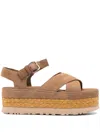 Ugg Round Toe Flat Sandals In Brown