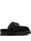 Ugg Disquette Chalet Suede And Sheepskin Slippers In Black