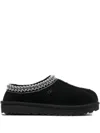 Ugg Tazz Platform Suede Braid Mules In Black