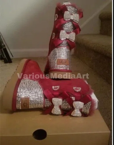 Pre-owned Ugg Australia Women's Bailey Bow Ii Boots Size W/ Crystal Bling Sale In Multicolor