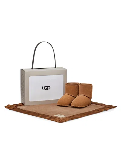 Ugg Baby's Classic Boots & Blanket Gift Set In Brown